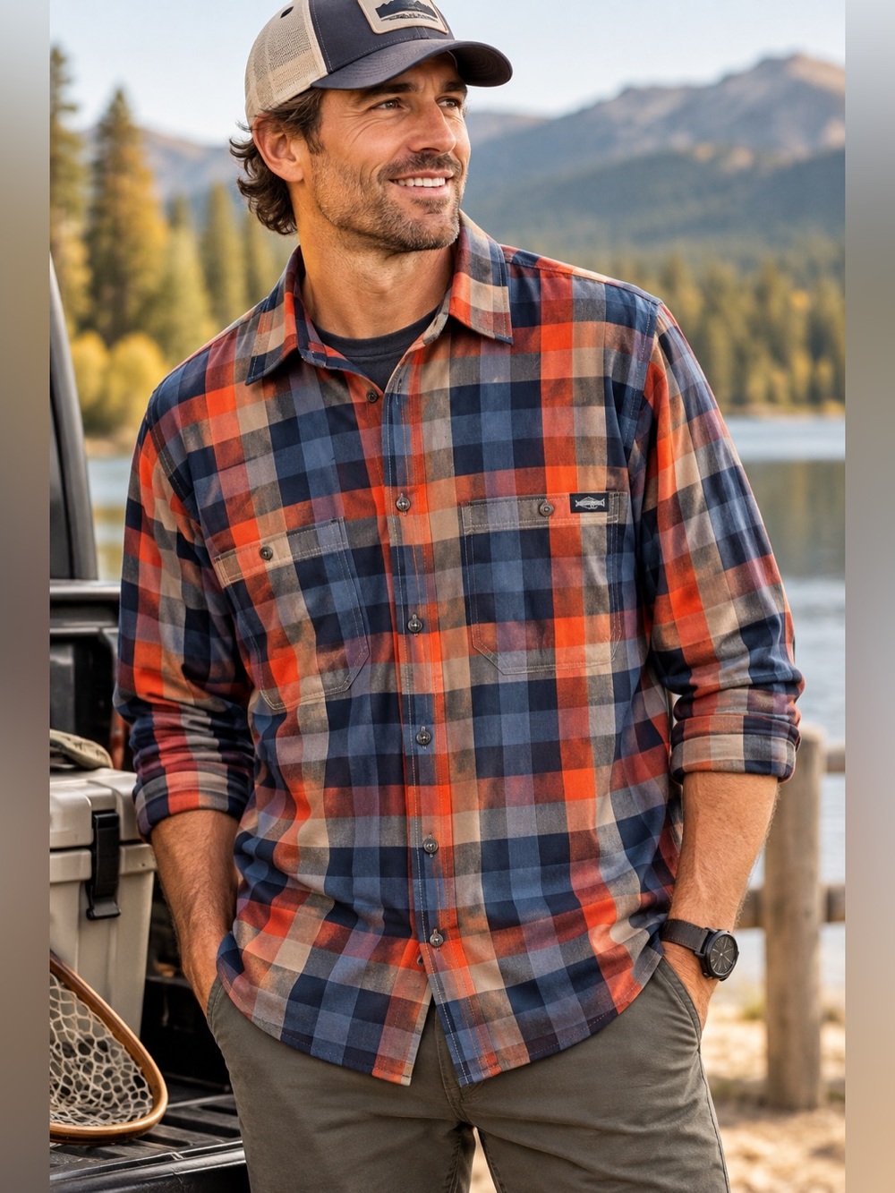 RepYourWater Men’s XXL Plaid Flannel Shirt 100% Cotton Outdoor Fishing Button Up
